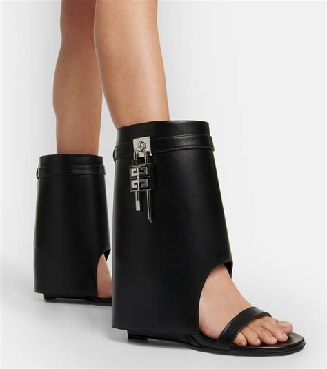 givenchy shark lock sandals|Shark Lock leather sandals in black .